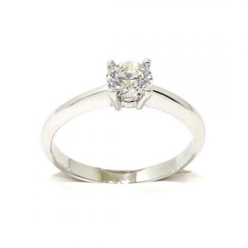 Anillo solitario oro blanco 18K con diamante talla brillante 0,50ct