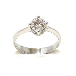 Anillo solitario oro blanco 18K con diamante talla brillante 0,58ct