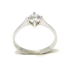 Anillo solitario oro blanco 18K con diamante talla brillante 0,37ct