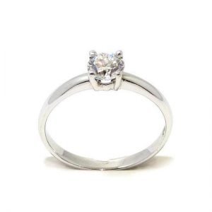 Anillo solitario oro blanco 18K con diamante talla brillante 0,45ct