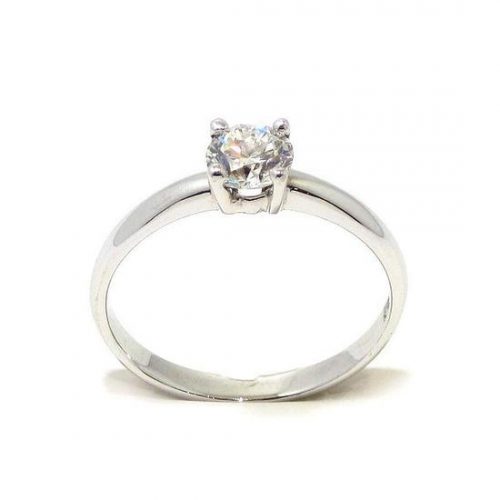 Anillo solitario oro blanco 18K con diamante talla brillante 0,45ct