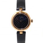 Reloj GUCCI Diamantissima 27mm Acero PVD rosa correa piel YA141501 negro