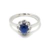 Anillo oro blanco zafiro oval cabujon