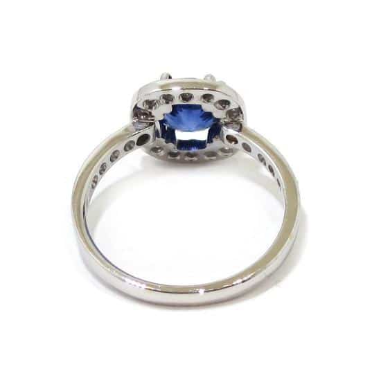 Anillo oro blanco zafiro cushion cut 0.27cts