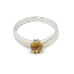 Anillo Citrino Corazón oro blanco Mini