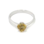 Anillo Citrino Corazón oro blanco