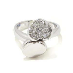 Anillo corazones con diamantes oro blanco