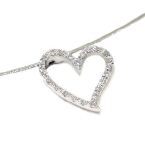 Collar corazon diamantes colgante oro blanco