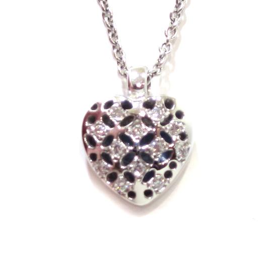Collar corazon diamantes colgante oro blanco