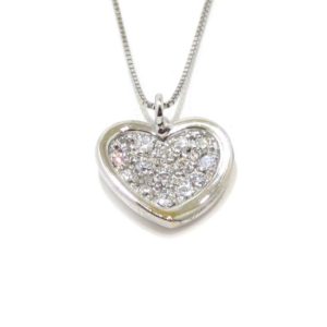 Collar corazon diamantes colgante oro blanco