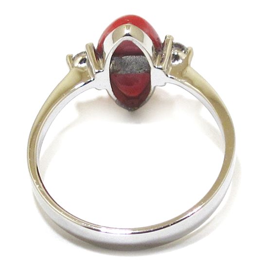 Anillo oro blanco con coral rojo - Imagen 4