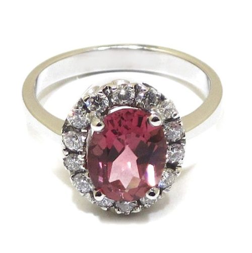 Anillo oro blanco Rubelita oval diamantes