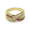 Anillo diamantes rubis triple oro amarillo