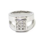 Anillo oro blanco cuadrado diamantes