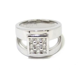 Anillo oro blanco cuadrado diamantes