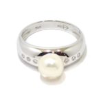 Anillo perla diamantes oro blanco