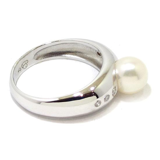 Anillo perla diamantes oro blanco - Imagen 3