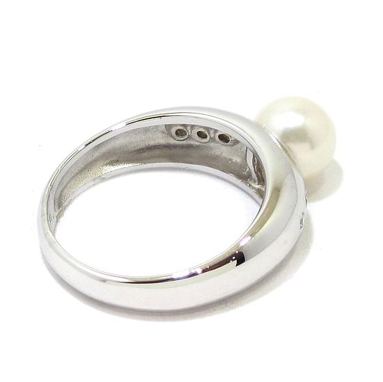 Anillo perla diamantes oro blanco - Imagen 4