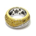 Anillo diamantes zafiros amarillos oro blanco/amarillo