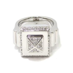 Anillo diamantes cuadrado piramide oro blanco