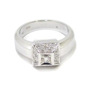 Anillo diamantes cuadrado oro blanco