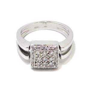 Anillo 25 diamantes cuadrado oro blanco