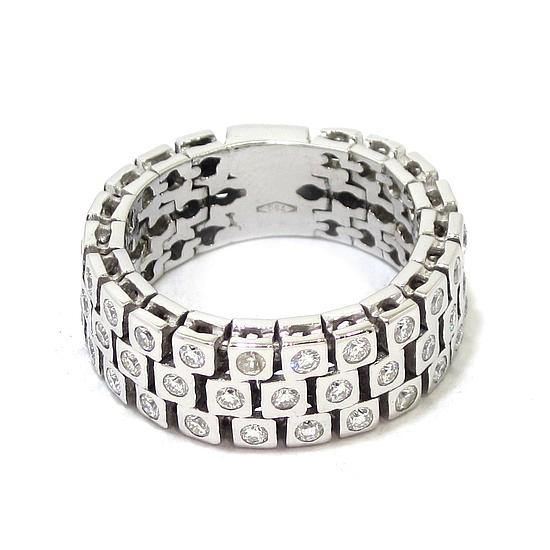 Anillo diamantes flexible oro blanco