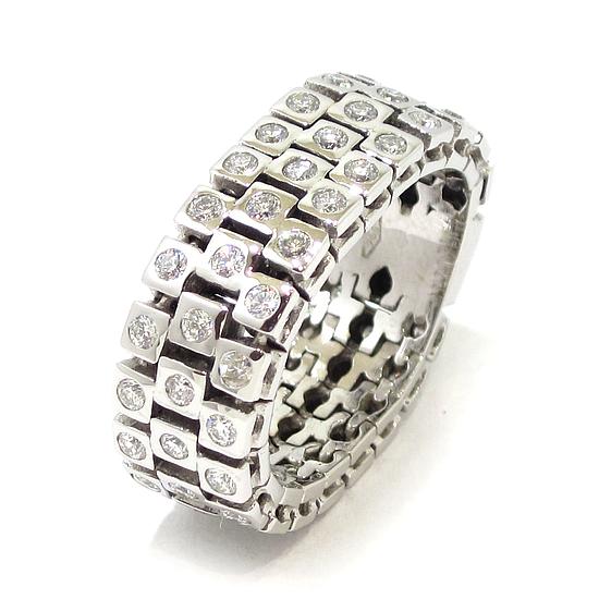 Anillo diamantes flexible oro blanco