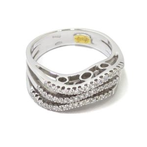 Anillo triple diamantes oro blanco