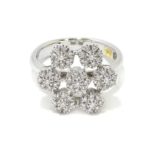 Anillo diamantes 7 circulos oro blanco