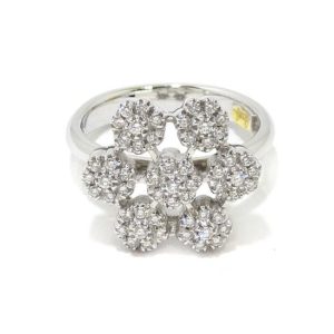 Anillo diamantes 7 circulos oro blanco
