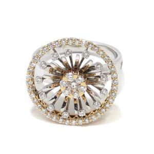 Anillo diamantes oro blanco/rosa circulo