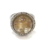 Anillo diamantes cuarzo rutilado oro blanco