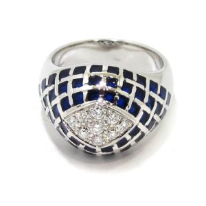 Anillo diamantes esmalte oro blanco