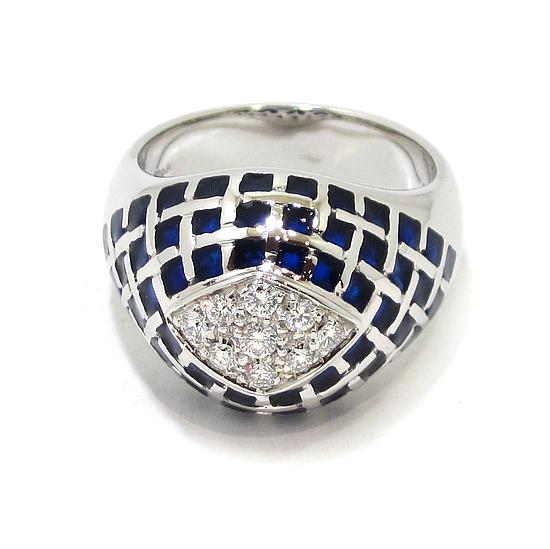 Anillo diamantes esmalte oro blanco