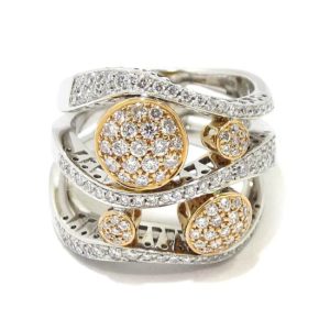 Anillo diamantes oro blanco/rosa circulos