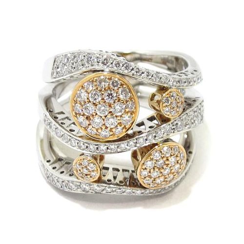 Anillo diamantes oro blanco/rosa circulos