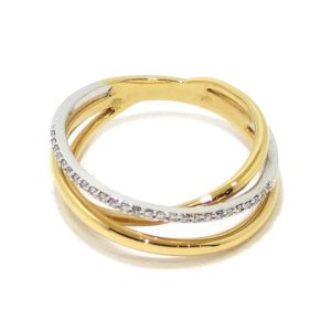 Anillo diamantes triple oro blanco/rosa