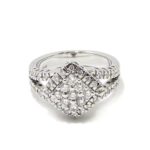 Anillo diamantes rombo oro blanco