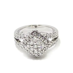 Anillo diamantes rombo oro blanco