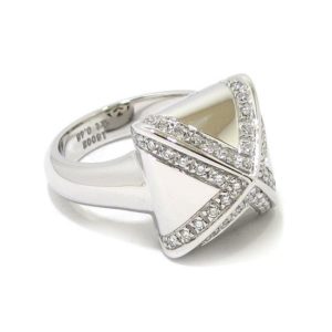 Anillo diamantes cuadrado piramide oro