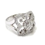 Anillo diamantes puntas oro blanco