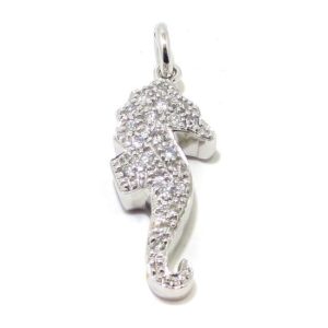 Colgante caballito mar diamantes oro blanco
