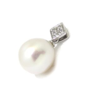 Colgante perla diamantes oro blanco