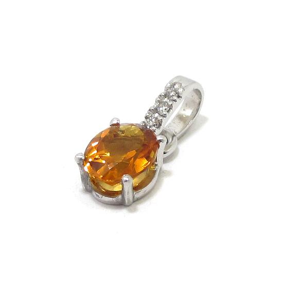 Colgante topacio imperial diamantes oro - Imagen 2