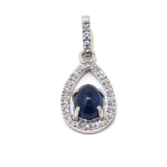 Colgante zafiro diamantes oro blanco