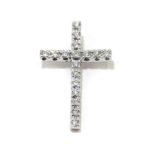 Cruz colgante diamantes larga oro