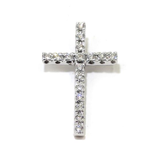 Cruz colgante diamantes larga oro