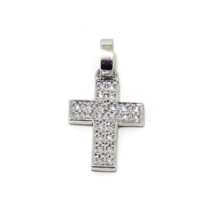 Cruz colgante diamantes oro blanco