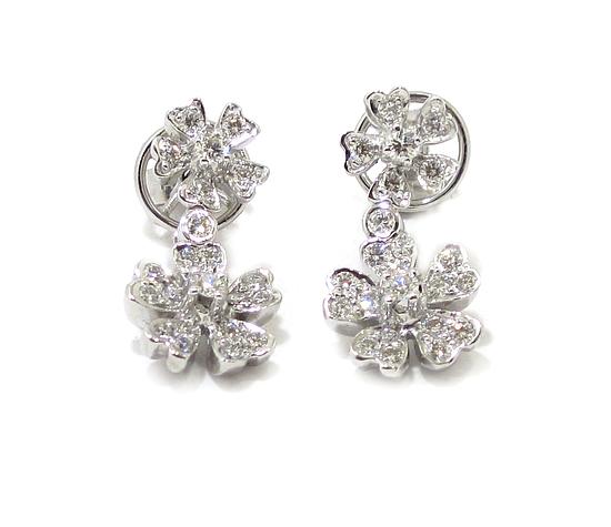Pendientes diamantes flores oro blanco
